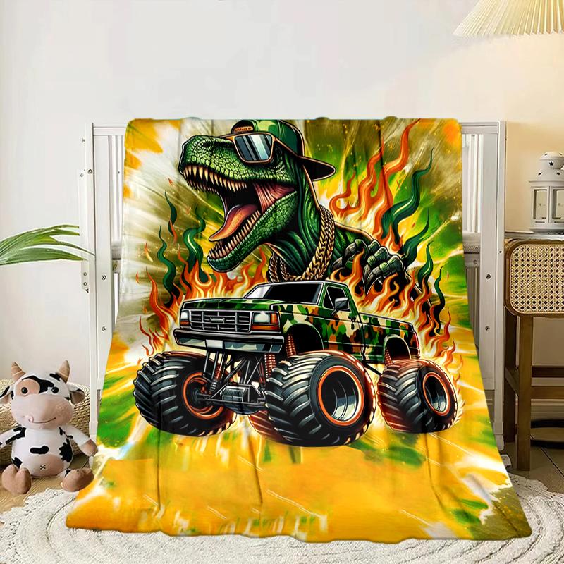 Electric Monster Truck Art Blanket Flannel Blanket for bed, sofa, Camping, Hiking, Picnic Essentials, gift for family Fan gifts