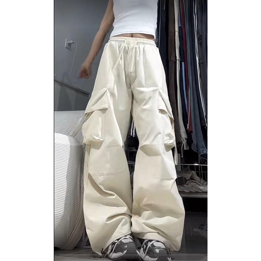 American Retro Hot Girl Cargo Pants, Women Loose Hip Hop Streetwear Trousers, Trendy Wide Leg Casual Dance Long Pants