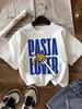 European Sizes -chic New Style 'Pasta Lover' Letter Print Short-sleeved T-shirt for Girls, Soft and Skin-friendly Round Neck Top