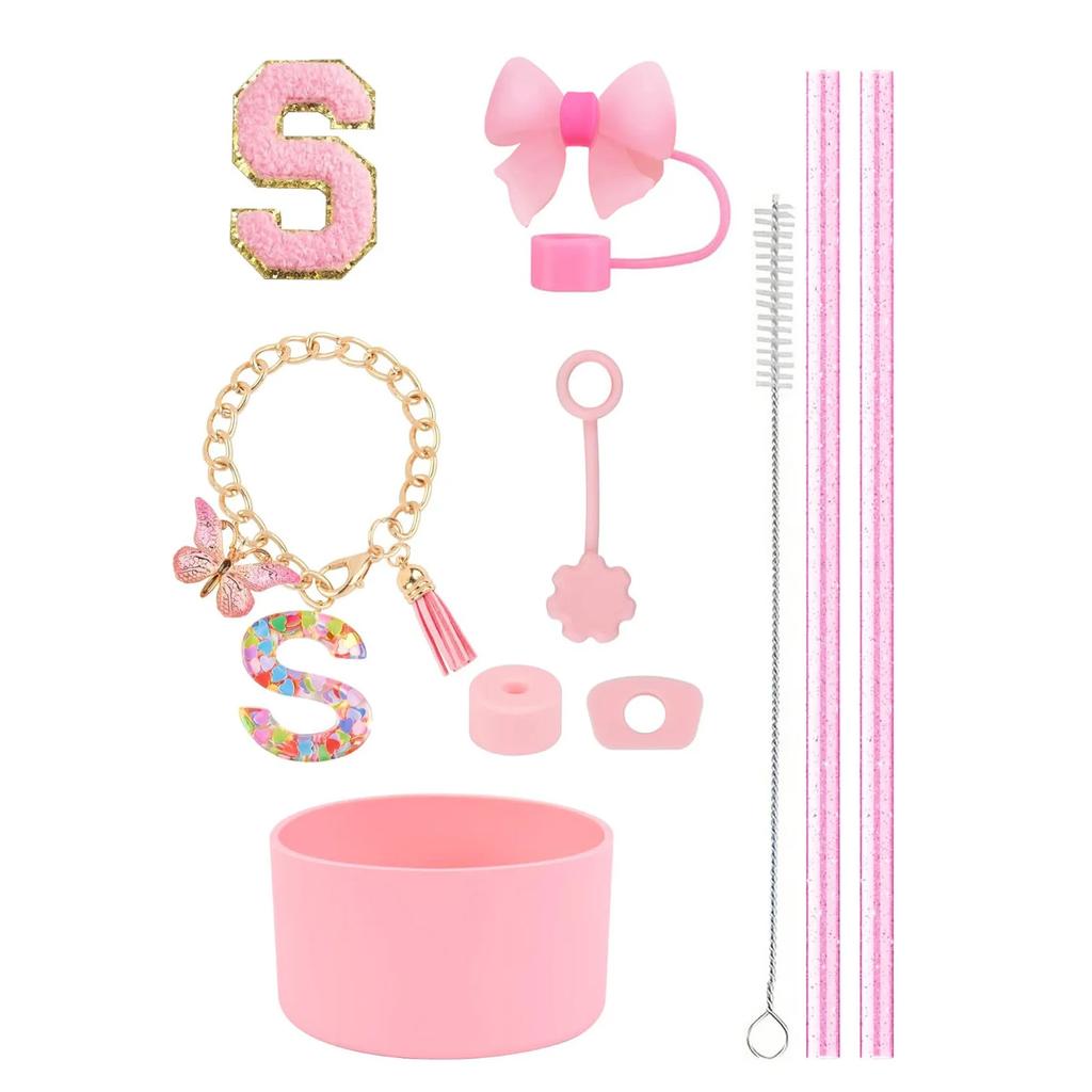 10pcs Cup Accessories Set for Stanley 30oz 40oz Tumbler Straw Cover Cap Boot Spill Proof Stopper Letter Keychain Charm Sticker