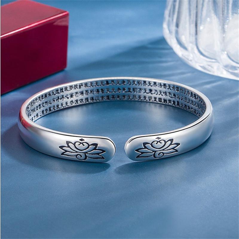New Arrival Namo Amitabha Sutra Bangle Female Hand Accessories Classic Lotus Bangle For Lady Blessing Amulet Jewelry Women