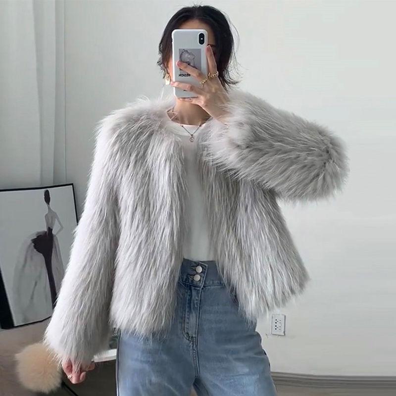 Short Fur Coat Autumn and Winter New Slim Fit Haining Whole Leather Imitation Fox Fur Coat for Women