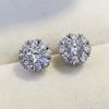 New Fancy Flower Shaped Stud Earrings with Full Crystal Cubic Zirconia Shiny Women's Earrings New Fashion Jewelry