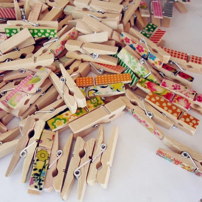 50pcs Pinces en Bois Naturel Durables pour Photo Vêtement Pinces à Linge Épingles à Linge Clip d'Artisanat DIY Décoration de Maison Clip Fête de Mariage