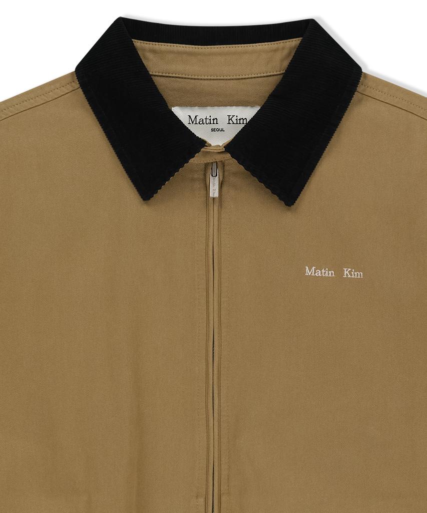 MATIN KIM Corduroy Contrast Trim Blouson Jumper In Beige