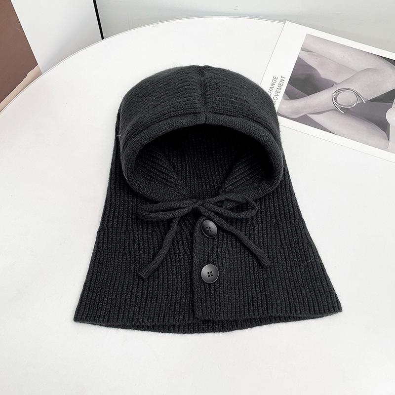 1pc Women Drawstring Balaclava Hat,Face Neck Warm Knit Ski Mask Cover Outdoor Warmer Cowl Hood for Winter Halloween,Christmas