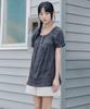 Selliteiljeu Scoop Neck Shirring T-Shirt_Charcoal