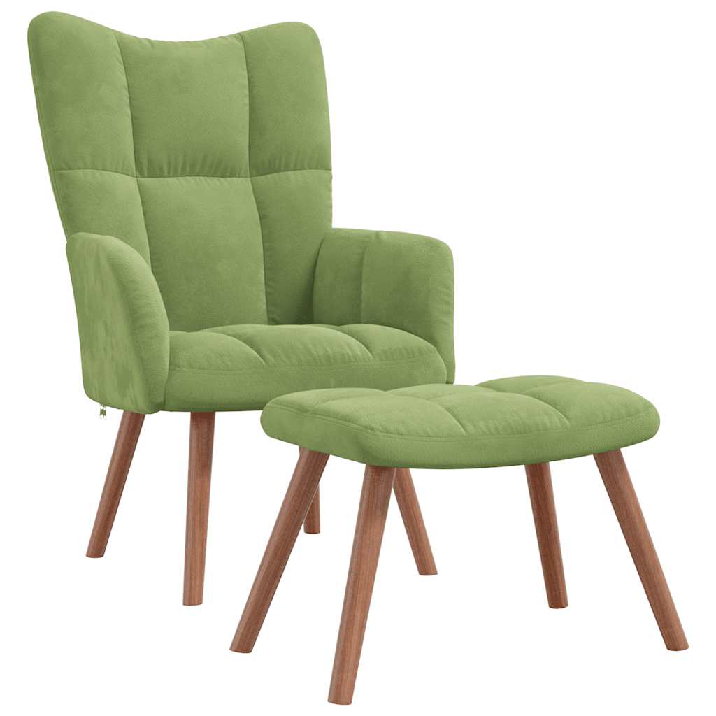 Relaxation Armchair with Ottoman Light Green Velvet