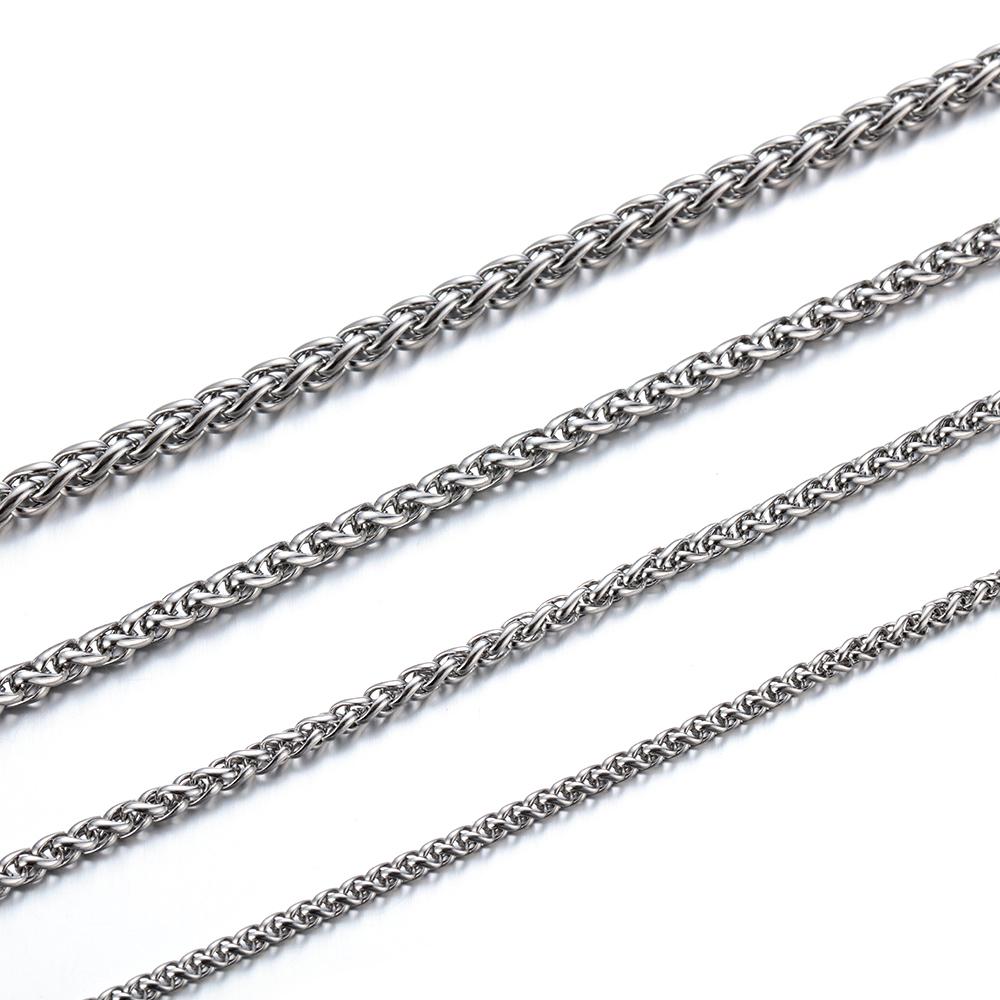 Punk Gothic Silver Color Metal Collar Stainless Steel Necklace Braided Wheat Chain Heavy Link