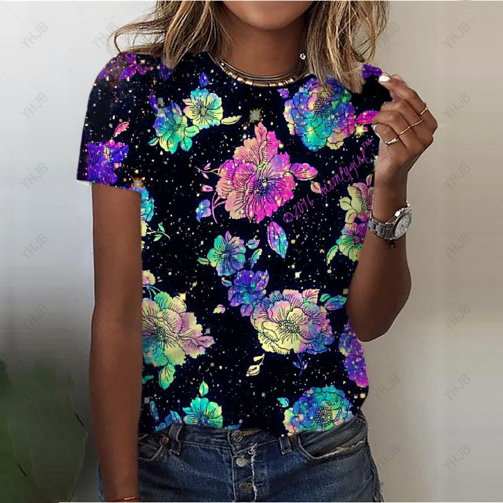 Summer O-neck casual printed women's T-shirt lion 3D printed T-shirt