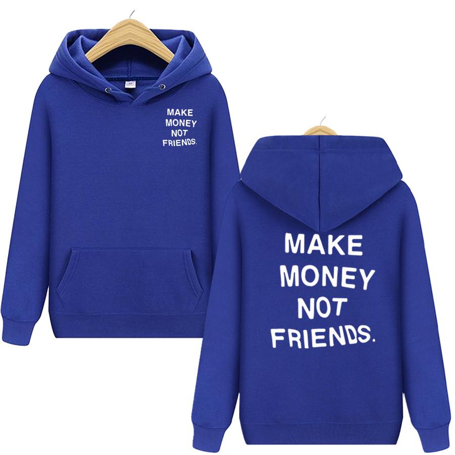 GUADAGNA SOLDI NON AMICI Felpa con Cappuccio Moda Uomo Stampa Lettere Pullover con Cappuccio Sudadera Unisex Streetwear Felpe con Cappuccio Abbigliamento