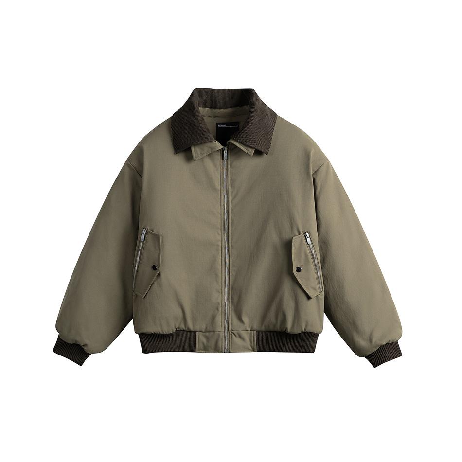 American Retro Cotton Men's Winter Jacket - Double Layer Lapel Workwear Style (MY95415)