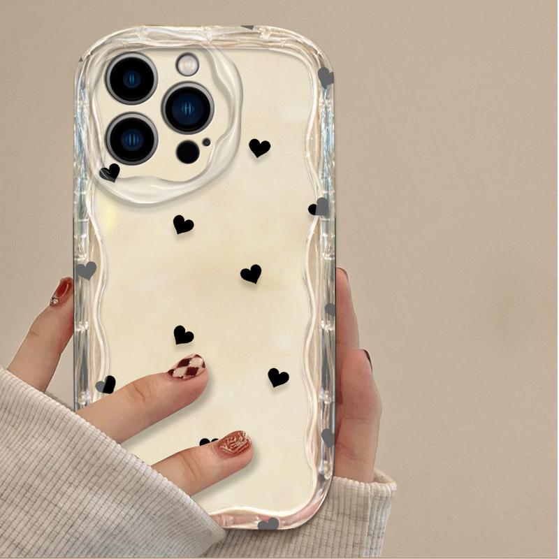 Svart rosett hjärta mobilskal för Samsung Galaxy A56 A55 A36 A35 A26 A25 A15 5G A24 A23 A22 A52 A52S A71 A72 4G Silikonskydd