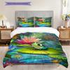 Frog Pattern Bedding Quilt Set Quilt Cover Pillowcase Home Decoration Birthday Gift (1 * Duvet Cover + 2 * Pillowcase, Without Core)