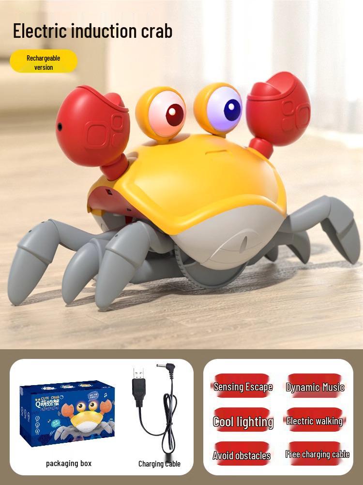 Crab Electric Crawling Toy: Automatic Induction, Wind-Up, Singing, Educational Gift for Babies and Kids