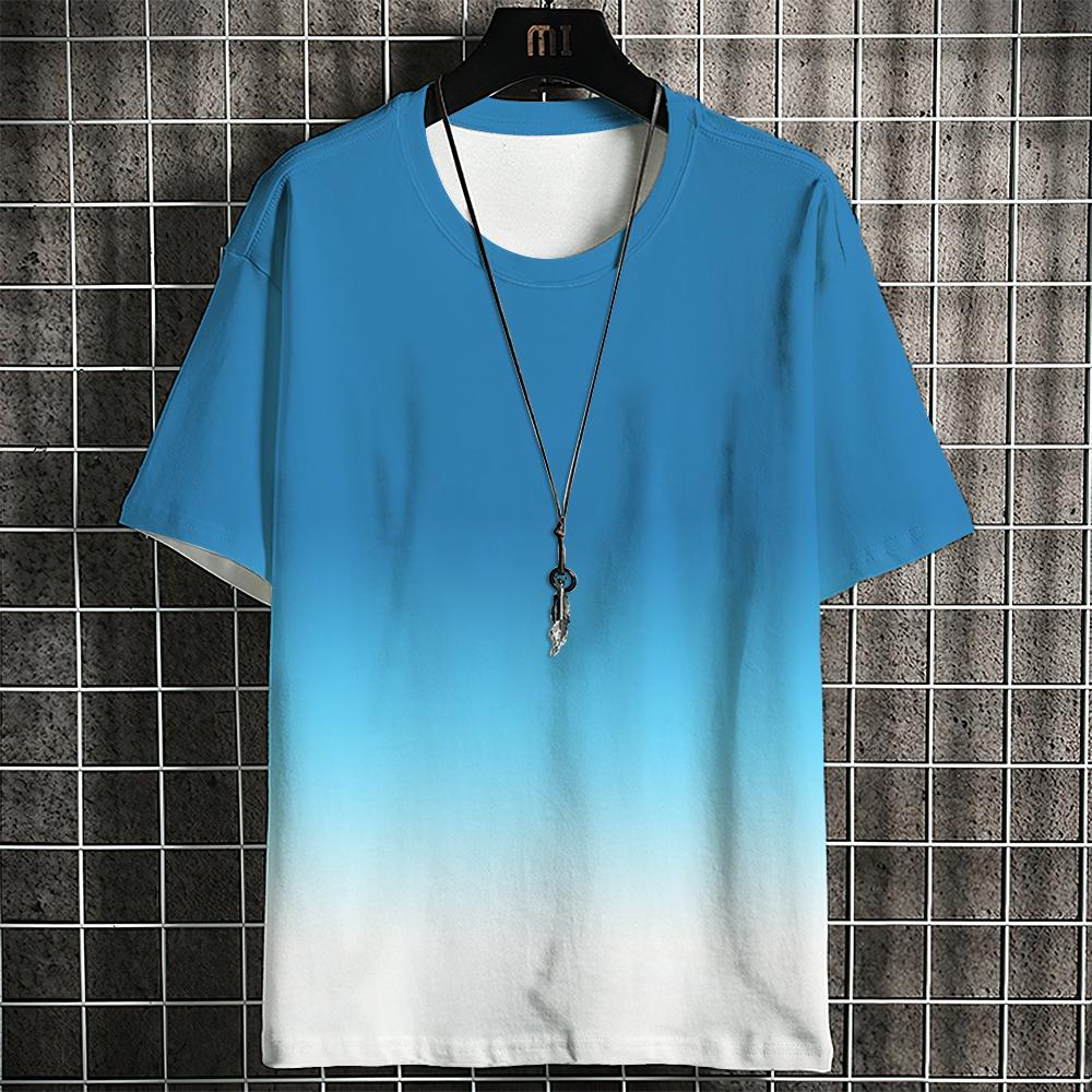 Summer Men's T-shirt Gradient Print Pattern Simple Trend Classic Street Style Designer Men's Clothing Casual High Quality Top