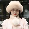 WTEMPO Soft Fuax Fur Thick Warm Scarf & Hat Sets Women's Solid Color Large Scarf + Hat Outdoor Windproof Cold-proof Accessories