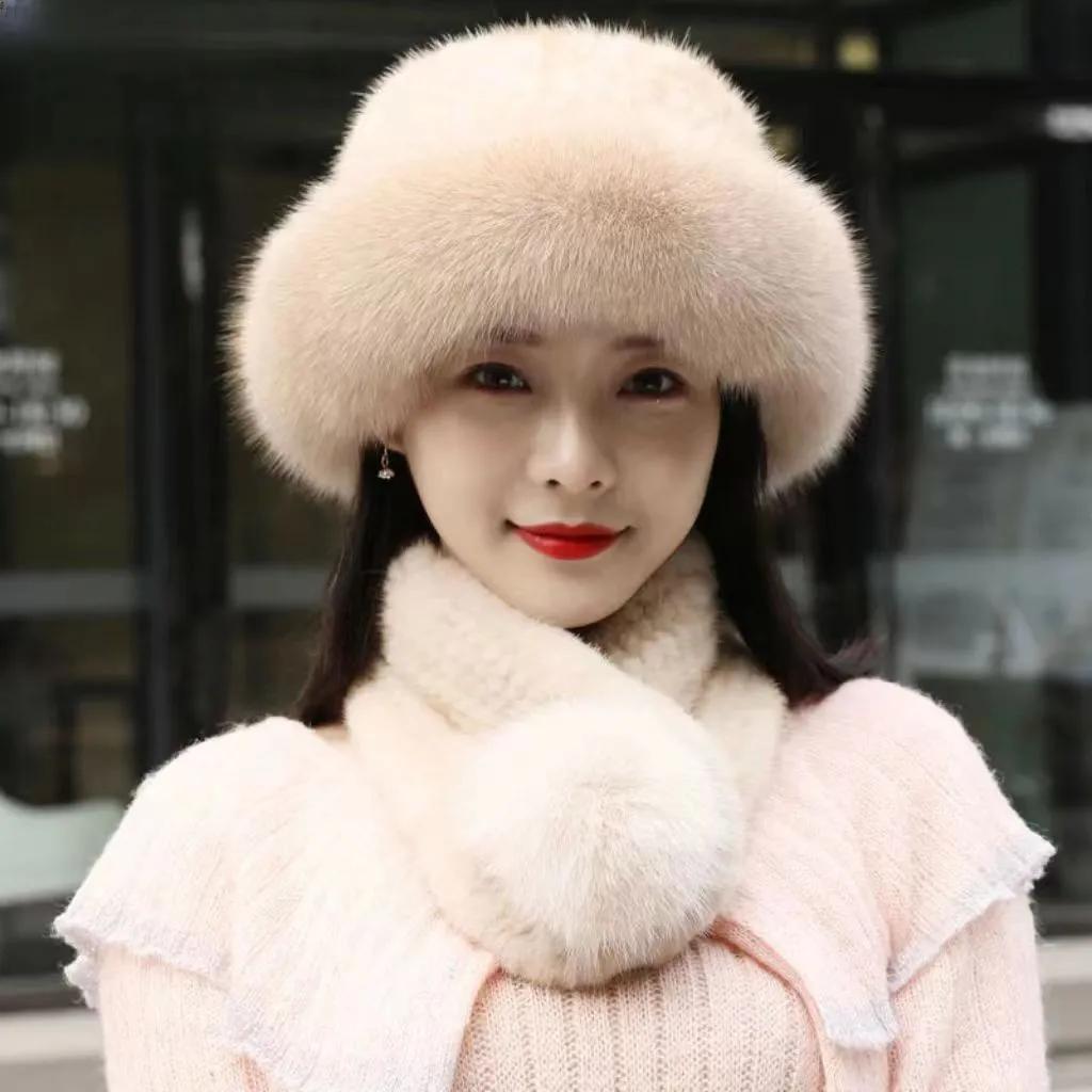 WTEMPO Soft Fuax Fur Thick Warm Scarf & Hat Sets Women's Solid Color Large Scarf + Hat Outdoor Windproof Cold-proof Accessories