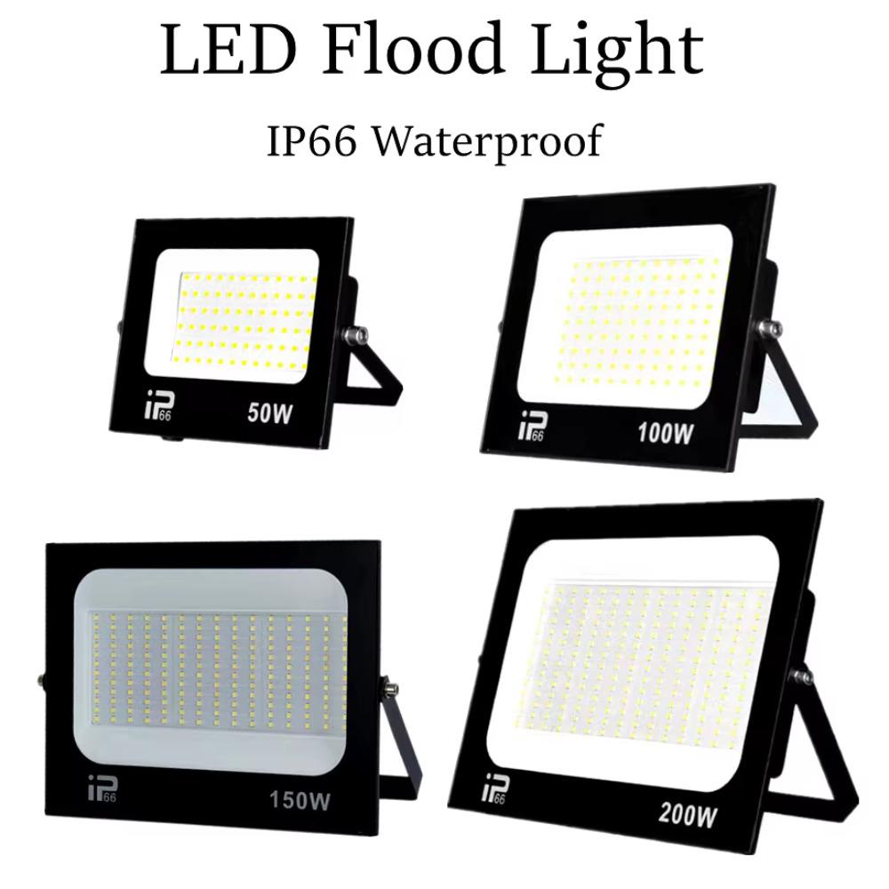 AC220V LED Flood Light Spotlight IP66 Waterproof Outdoor Garden Porch Courtyard Lamp 6500K Garage Gate Wall Lamps 100W 150W 200W