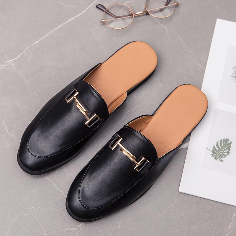 Loafers Heren Casual Schoenen Heren Platte Muiltjes Brogue Club Comfort Slippers Zomer Herenschoenen Half Drag Retro Sociaal