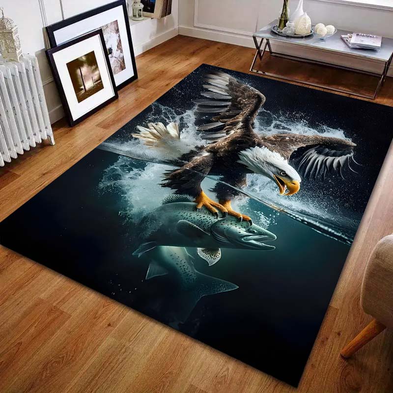 Multiple Sizes Eagle Catches Fish Carpet for Living Room Bedroom Sofa Home Decor Rus Non-slip Floor Mat Luxury Gift