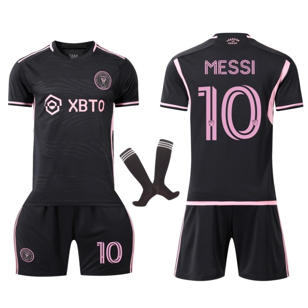 Kids Sports Gear Miami Messi Soccer Jersey Breathable Quick-Dry Fitness Training Tee Youth Boys Girls 2024 New Red Size 5-12