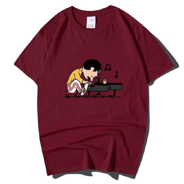 The Queen Band Freddie Mercury Play The Piano Funny T Shirt Unisex Male Hip Hop Rock Hipster Short Sleeve O Neck Cotton TShirt