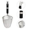 Stainless Steel Noodle Funnel Thickened Multifunctional Pasta Basket Strainer Wooden Handle Noodle Dumplings Mesh Basket