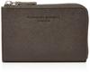 Katharine Hamnett London PRISM Bifold Wallet, Premium Japanese Cow Leather with Prism Embossing, Medium Size, L-Shaped Zipper, Dark Brown, One Size