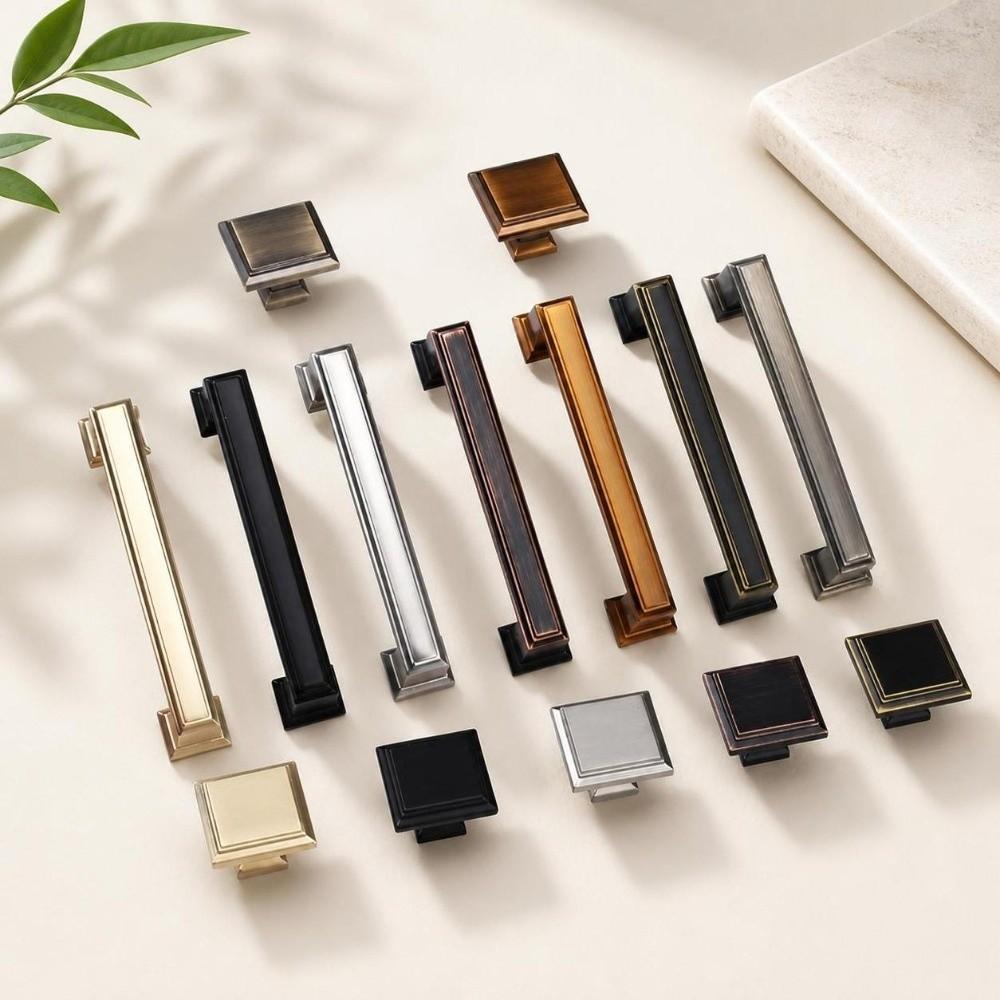 Thick Solid Cabinet Handles Square Door Knobs Minimalist Drawer Pulls  Kitchen Cabinets