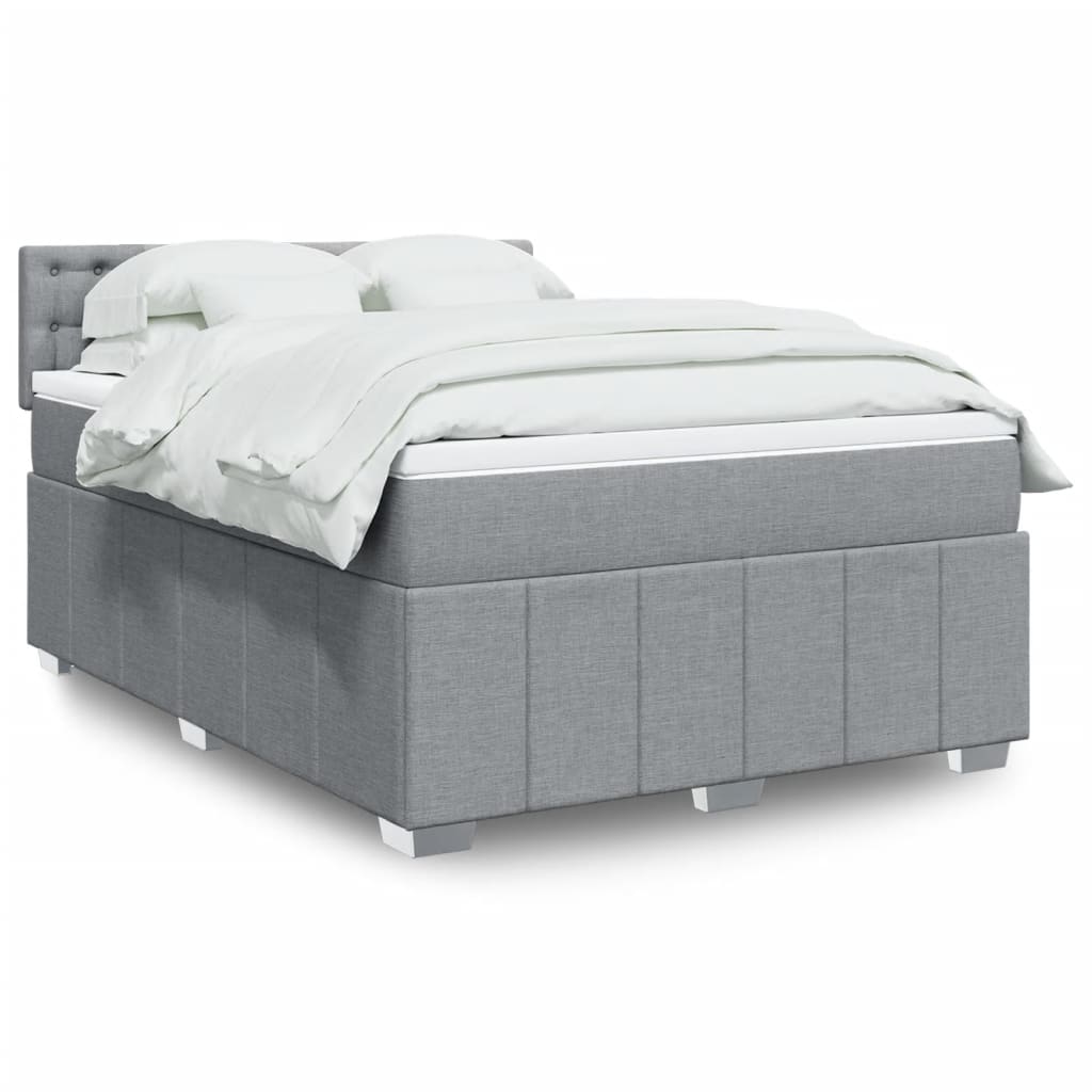 Vidaxl Kontinentalbett Mit Matratze, Hellgrau 140X200 Cm, Stoff