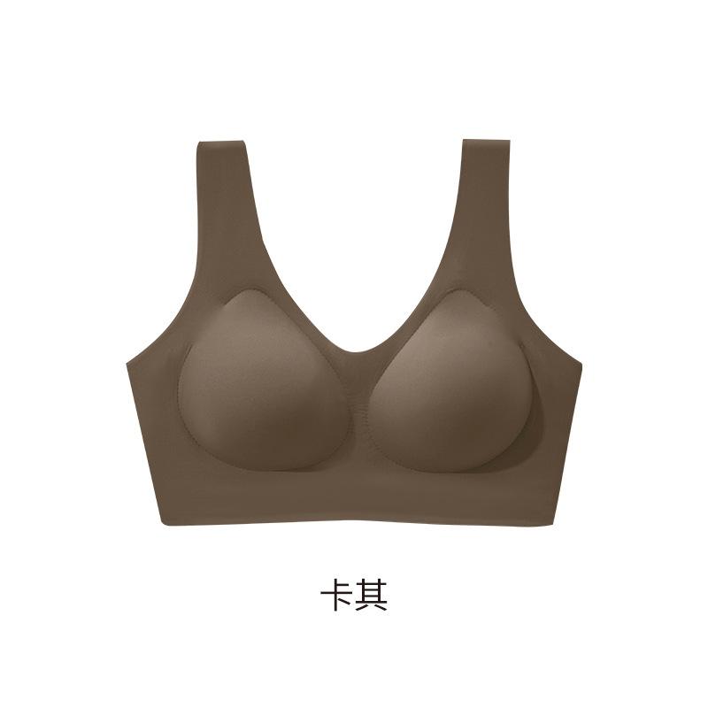 Traceless one-piece fixed cup underwear, women's vest-type bra, gather together, big breasts, small comfortable breasts, bra
