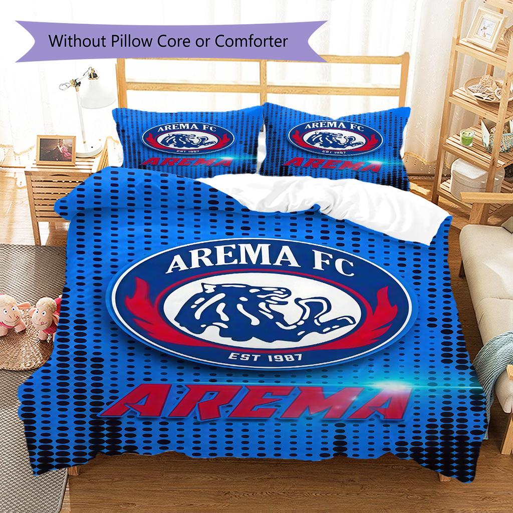 Arema FC Muster Bettwäsche-Set Bettbezug Kissenbezug Heimdeko Geschenk (1 Bettbezug + 2 Kissenbezüge, ohne Füllung)