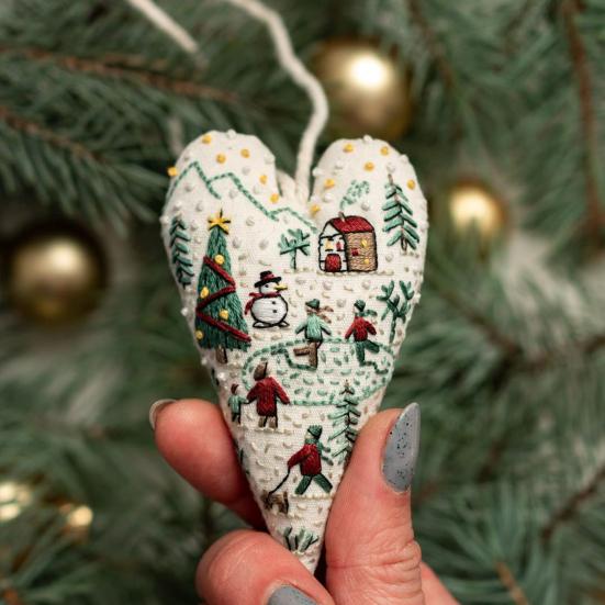 Christmas Ornament Embroidery Kit Handmade Heart-shaped Pendant DIY Tree Hanging Decoration Festive Party Atmosphere Supplies