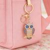 Pandantiv Cheie Design Bufniță Desen Animat 3D Strălucitor Strass Încrustat Aripi Emailate Lanț Chei cu Carabină Inel Chei Accesorii Genți