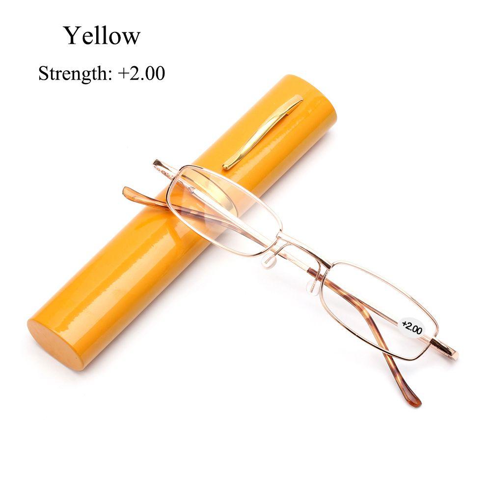 Eyeglass Metal Case Small Compact with Pen Tube Case Portable Reading Glasses Presbyopic Glasses