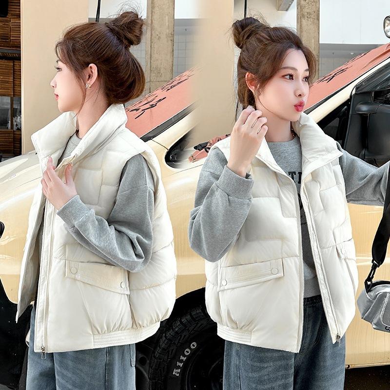 Down Cotton Vest Women's Cotton Jacket Vest Thickened Warm Jacket Sleeveless Cotton Vest Vest Women's Cotton Jacket