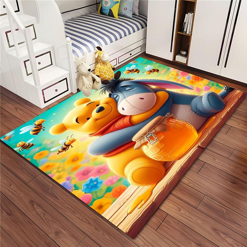 Mehrgrößen Cartoon Winnie Puuh Teppich, Wohnzimmer Schlafzimmer Kinderzimmer Sofamatte, Fußmatte Boden Anti-Rutsch Teppich Versand am nächsten Tag