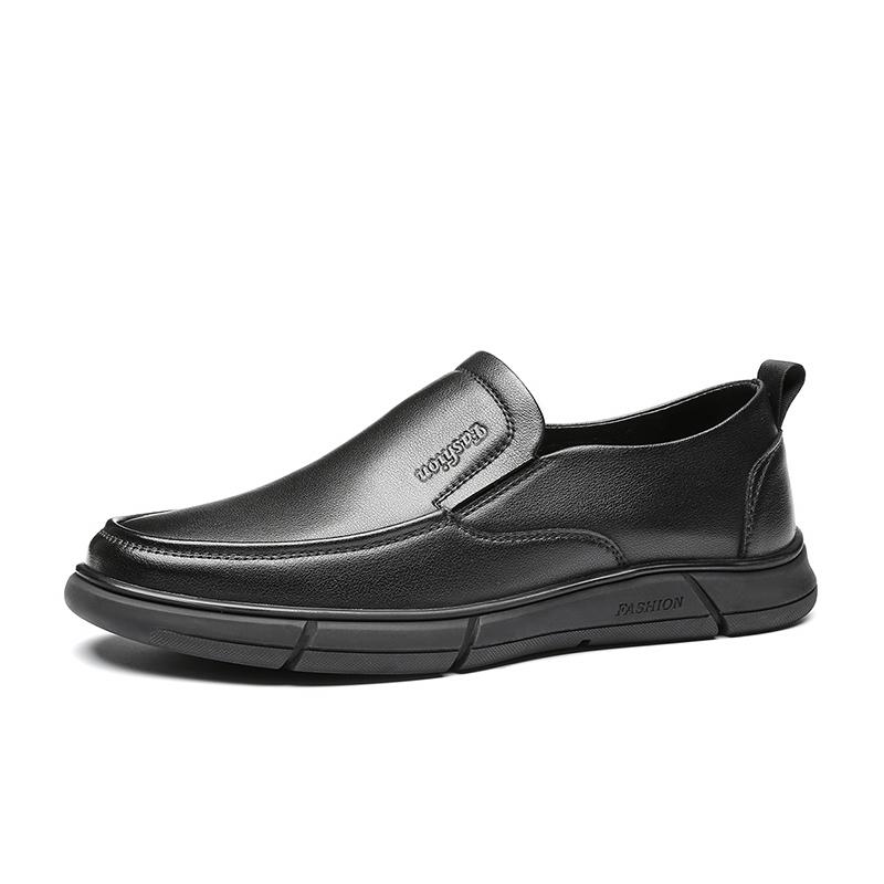 Fashion Spring Summer Man Black Shoes Genuine Leather Casual Shoes Men Non-slip Mans Footwear High Quality Male Flats New Arrival