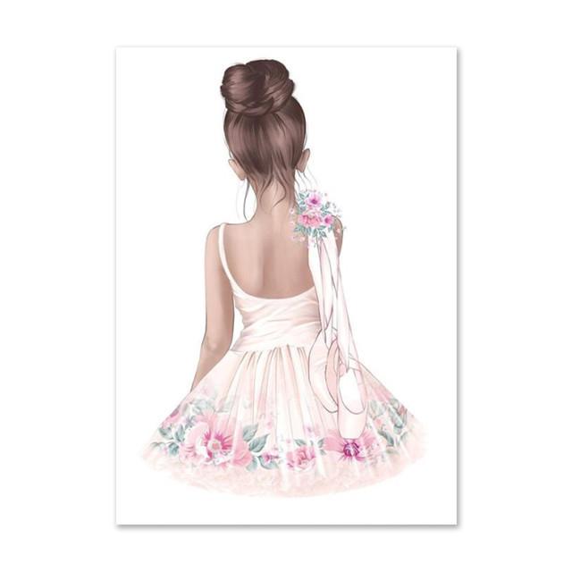 Cartoon Pink Girl Nursery Ballet Dancer Canvas Poster Art Painting Posters And Prints Nordic Wall Pictures For Baby Room Decor