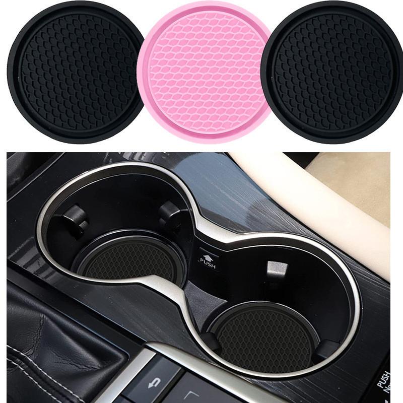 Round Creative Pvc Cup Car Storage Mat Universal Non Slip Car Cup Holder Black