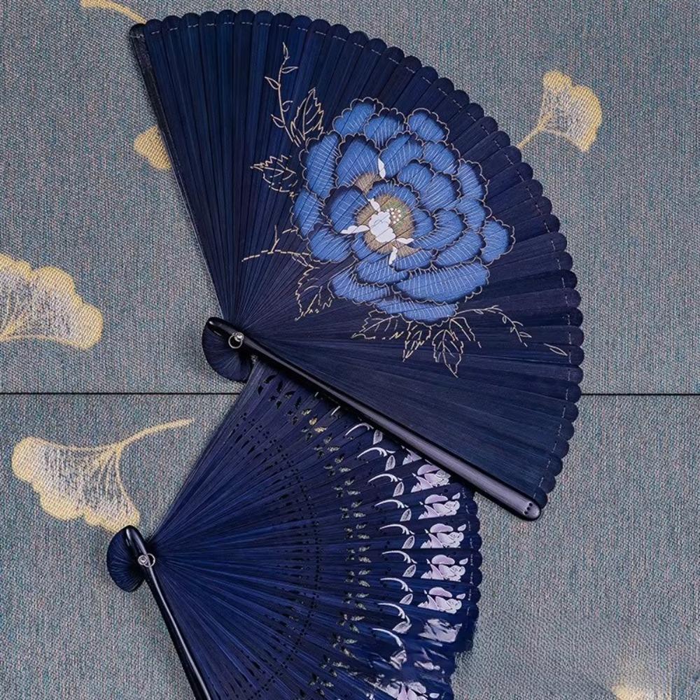 Chinese Style Japanese Classical Folding Fan Black Bamboo Fan Women's Folding Fan Home Decoration
