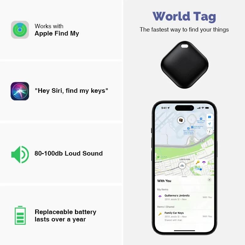 Long Distance Smart Tag Tracker Work with Apple Find My Anti Lost Reminder Device MFI Rated Bluetooth Tracker Kid Pet Key Finder