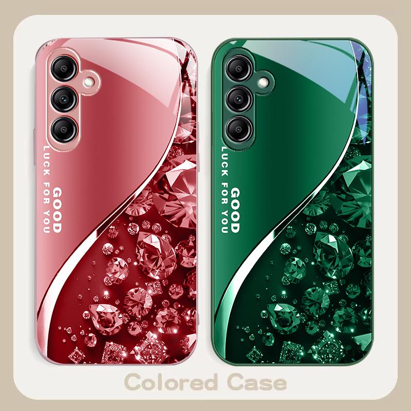 Color Diamond Gradient For Samsung Galaxy A01 A02 A03 Core A04 A14 4G A13 54 34 31 20 25 23 22 5G S21 Ultra S20 Glass Phone Case