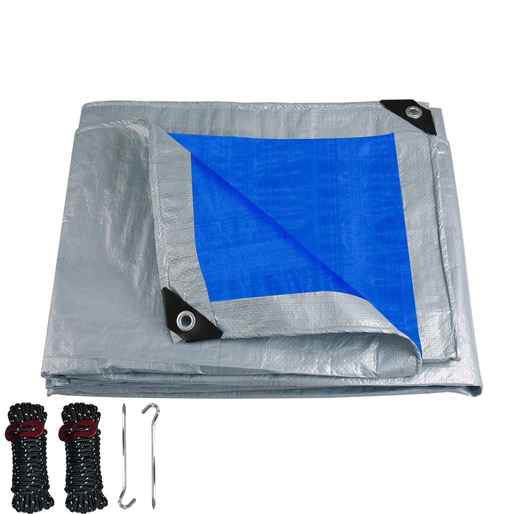 Waterproof Tarpaulin Heavy Duty Tarp Large Ground Camping Sheet with Aluminum Eyelets for Outdoor Furniture Caravan Car Cover