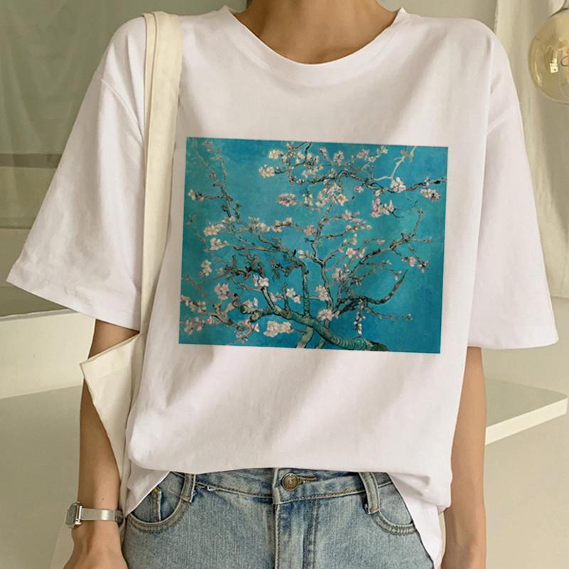 T-shirt Van Gogh T-shirt Pittura Artistica T-shirt Donna Stampa Divertente T-shirt a Maniche Corte