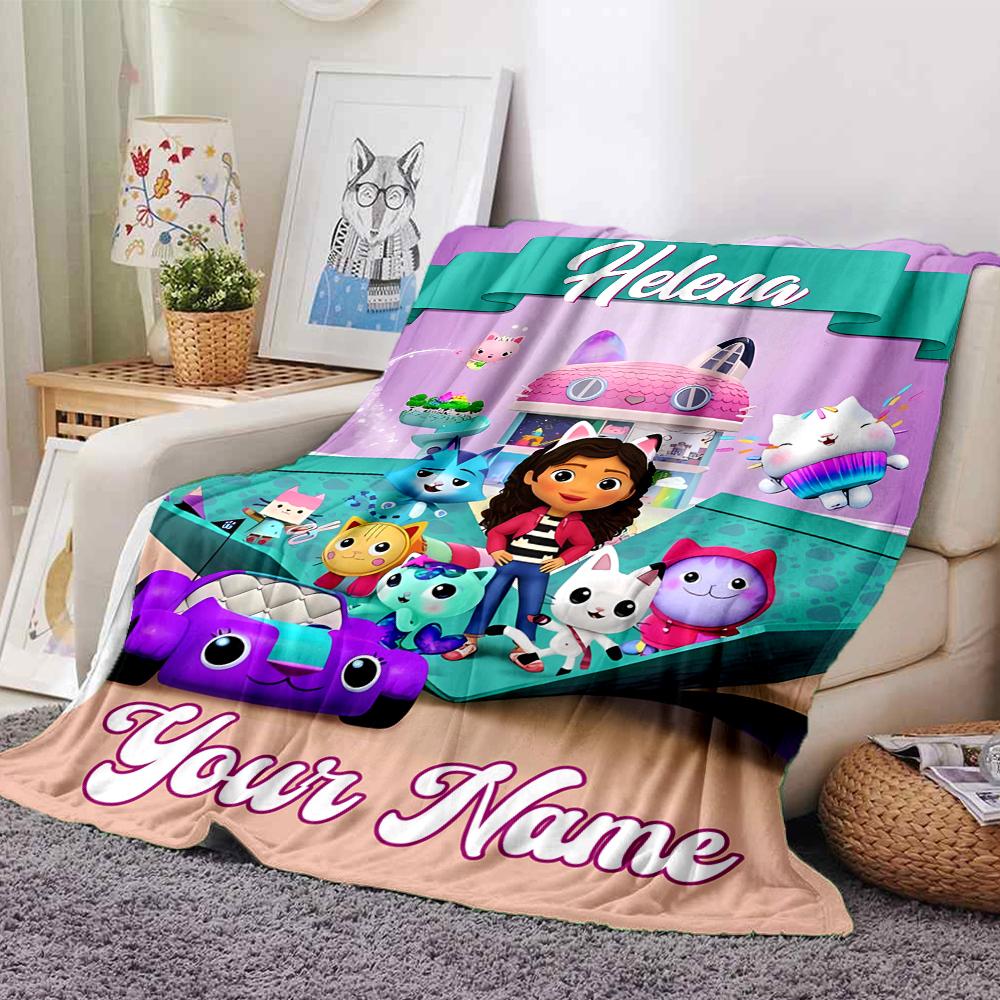 Personalisierbarer Name Persönlichkeit Gabby's Puppenhaus Decke Weich & Warm Sofa Büro Bett Reise Mittagspause Decke, Geschenk Geeignet Alle Jahreszeiten
