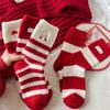 Christmas Red Striped Winter Fleece-Lined Mid-Calf Socks for Women