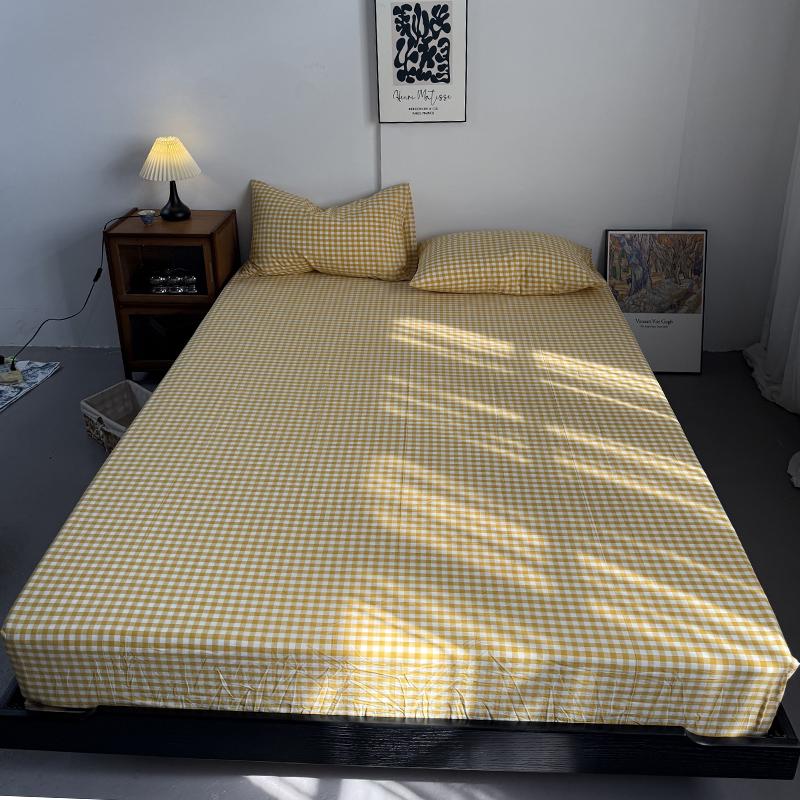 Sleeping Grid All Cotton Color Woven Washed Cotton Bed Sheet, Pure Cotton Bed Sheet, Single Piece Raised Bed Sheet