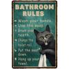 Metal Wall Poster Vintage Cat Toilet Rules Sign for Home Bar Decoration 8x12 Inch
